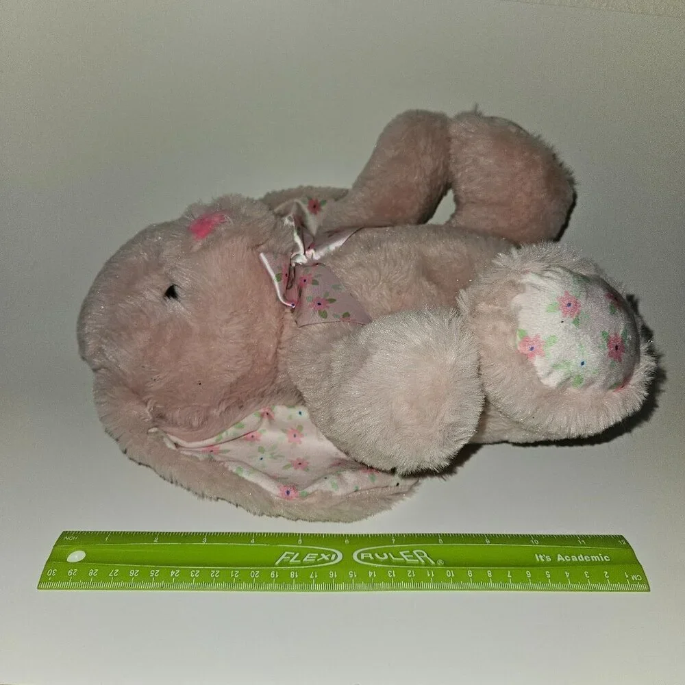 Pink Bunny Rabbit Plush Floral Ears Bow Easter Stuffed Toy Inter-American 2024